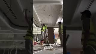Illuminated stretch ceiling installation