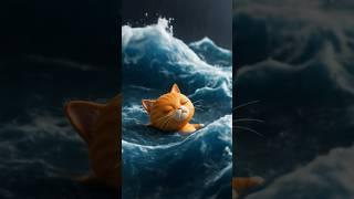 The cat is drowning unconscious in the sea|AI cartoons hindi#viralvideo