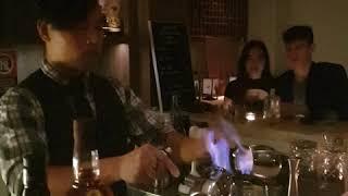 Flaming whiskey cocktail show in Sydney's Bancho Bar