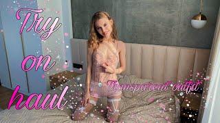 [4K] See-Through Secret Pink Outfit No Bra Try On Haul with Lily_Grace