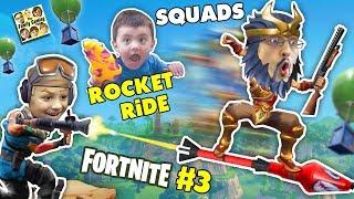 FORTNITE #3! FGTEEV Down with the Pew SQUAD + Funny Moments, Traps, Rocket Ride, Battle Royal Dances