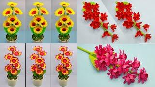 Best 4 Beautiful Paper Flower Making | Simple Paper Craft | Paper Flowers