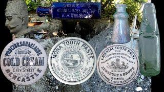 Victorian bottle digging, pot lid hunting, the search for blues continues. day & night digs