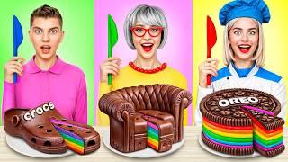 Me vs Grandma Cooking Challenge! Cake Decorating Tasty Challenge by Yummy Jelly