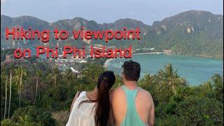 Hiking to viewpoint on Phi Phi Island