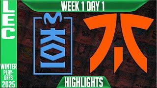 MDK vs FNC Highlights | LEC Winter Playoffs BO1 W1D1 2025 | MAD Lions KOI vs Fnatic