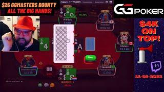 GGMasters Bounty $25 - All Big Hands! - Questje's Twitch Poker MTT Highlights