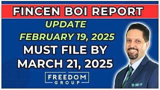 NEW FINCEN BOI Report Deadline is March 21, 2025 (Update February 19, 2025)