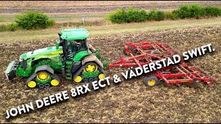 4Kᵁᴴᴰ September 2024: John Deere 8RX EVT tractor and Väderstad Swift 720 cultivator in Suffolk.