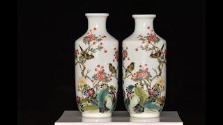 Authenticate Chinese Masterpieces Qing Dynasty Yongzheng Pair of Falangcai Enamels Vases Important!