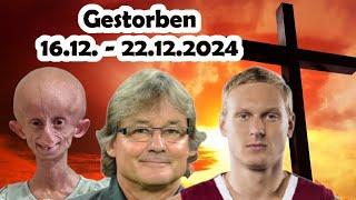 Trauer um Berühmtheiten, die in der Woche vom 16.12. bis 22.12.2024 gestorben sind.