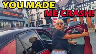 ROAD RAGER STAGES CRASH, THEN PLAYS THE VICTIM
