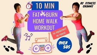 10 MIN FAT BURN WALKING WORKOUT l entry level CARDIO for BEGINNERs (no equipment, no repeat)