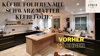 Küche folieren mit schwarz matter Klebefolie