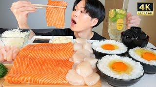 ASMR Raw Salmon and Scallops EATING SOUNDS | MUKBANG