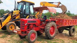 JCB 3dx Machine Loading Mud in Mahindra 275 Di Tractor Working with JCB 3dx Xpert #jcb #tractor