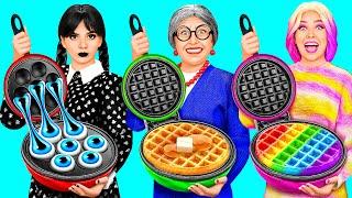 Wednesday vs Grandma Cooking Challenge | Funny Kitchen Hacks by BaRaDa Challenge