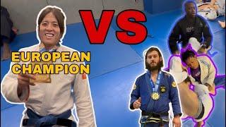 Blue belt Europeans champion vs. 3 other guys — BJJ rolling commentary