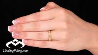 CLADDAGH WEDDING RING -YELLOW GOLD BR4 BAND