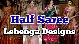 half saree designs 2024//half saree blouse lehenga designs//half saree collection