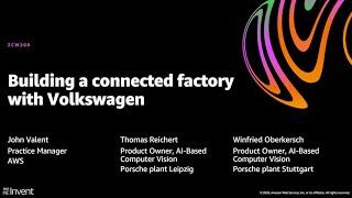 AWS re:Invent 2020: Building a connected factory with Volkswagen