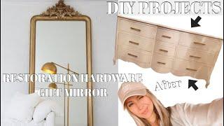 RESTORATION HARDWARE GILT MIRROR DIY || TRANSFORMING A VINTAGE DRESSER ||