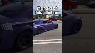 Dodge Charger tries to swing it, hits curb, gets pulled over #dodge #charger #fail #crash #viral