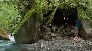 2 Days SOLO Bushcraft | CATCH & COOK at My Survival Shelter