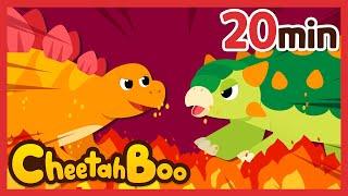 [20min] Ankylosaurus VS Stegosaurus: Who would win? | Dinosaurs Songs | Kids Songs | #Cheetahboo