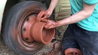  Making Vase on car wheel from Clay / Ваза на колесе из Глины