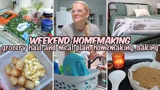 END OF SUMMER WEEKEND VLOG/ GROCERY HAUL AND MEAL PLAN, BAKING, CLEANING, WEEKEND HOMEMAKING