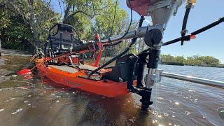 Crescent K Craft Running a New Pedal Actuated Engine Tilt on a KB Outboard