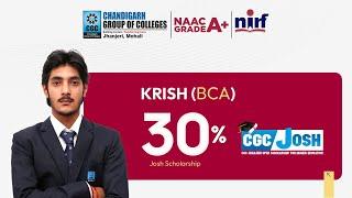 Rising Star Alert: Krish Shines Bright with Josh Scholarship! #cgcmohali #joshscholarship