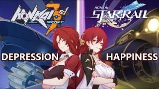 STAR RAIL vs HONKAI IMPACT players reacting to the HONKAIxHONKAI COLLAB