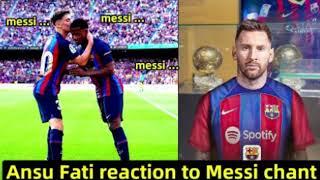 Ansu Fati reaction to Barca fans chanting Messi during Barcelona vs Mallorca