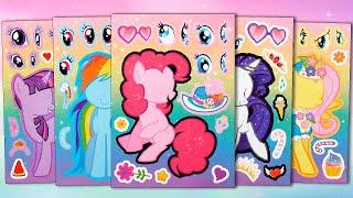 MY LITTLE PONY STICKER BOOK MAKEOVER | RARITY, PINKIE PIE, FLUTTERSHY FUN ACTIVITY