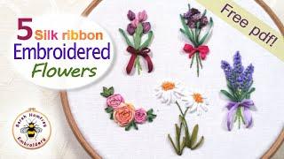 Silk ribbon embroidery tutorial with full instructions and free design pdf for you to stitch!