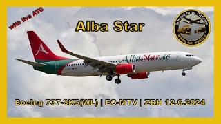 Alba Star Boeing 737-800 ''EC-MTV'' landing runway 14 at ZRH (with live ATC)