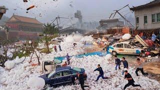 Now China is in chaos! Millions of ice balls are falling from the sky, hail in Yunnan