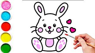 Cute Rabbit Drawing, Painting & Coloring For Kids and Toddlers_ Kids Art