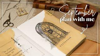 September 2023 BuJo Plan With Me | Vintage Fairytale Illustration Theme ‍️