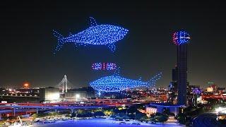 GIGANTIC SHARKS created with 1,500 DRONES