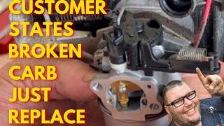 BROKEN CARBURETOR ON A BRIGGS AND STRATTON POWERED PRESSURE WASHER