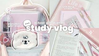 PRODUCTIVE STUDY VLOG  school girl diaries, waking up at 5am morning, grwm, first weeks of uni