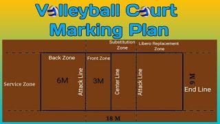Volleyball Court Marking plan / How to Mark Volleyball Court/ Volleyball Court Measurement