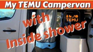 Campervan build and  first camp , inside shower for under $100 , what I got from TEMU