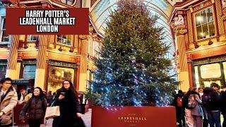 Christmas Evening Walk | London Bridge to Harry Potter's  Leadenhall Market | London Walk Tour 4K