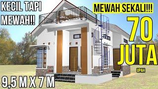 Rumah Modern 2 Kamar Tidur Ukuran 9,5 M x 7 M dg Konsep Minimalis di Lahan 9 M x 15 M