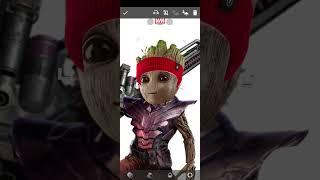 BABY GROOT X ROCKET RACCOON| Fusion Art #shorts #youtubeshorts