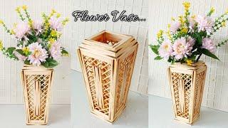 How to make flower vase with popsicle sticks | Flower vase diy | Best out of waste Flower Pot ideas